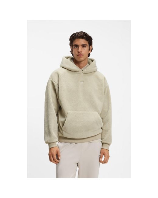 Boss Natural Teddy-Fleece Hoodie With Embroidered Logo for men