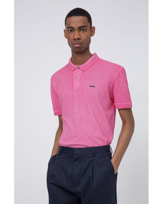 BOSS by Hugo Boss Garment Dyed Polo Shirt In Recot2® Cotton in Pink for ...