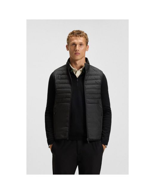 Boss Black Water-Repellent Gilet With Decorative Reflective Accents for men