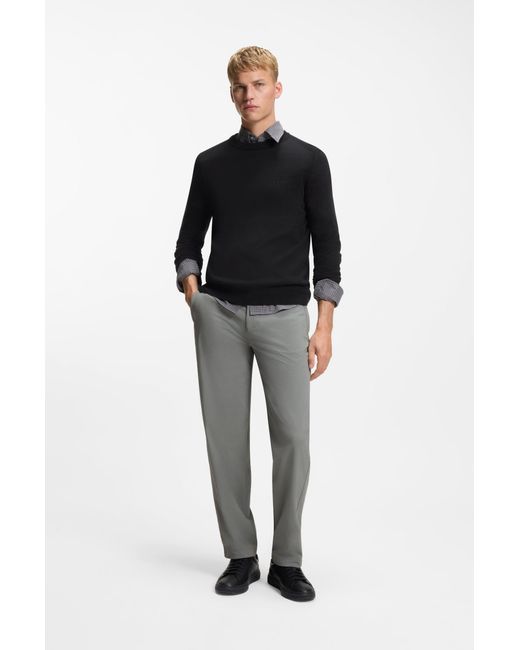 Boss Pullover Aus Gestrickter Baumwolle Mit Logo-Stickerei in Black für Herren