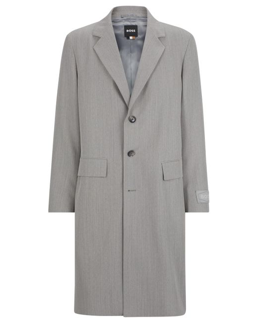 Manteau Slim en laine vierge à motif Boss pour homme en coloris Gray