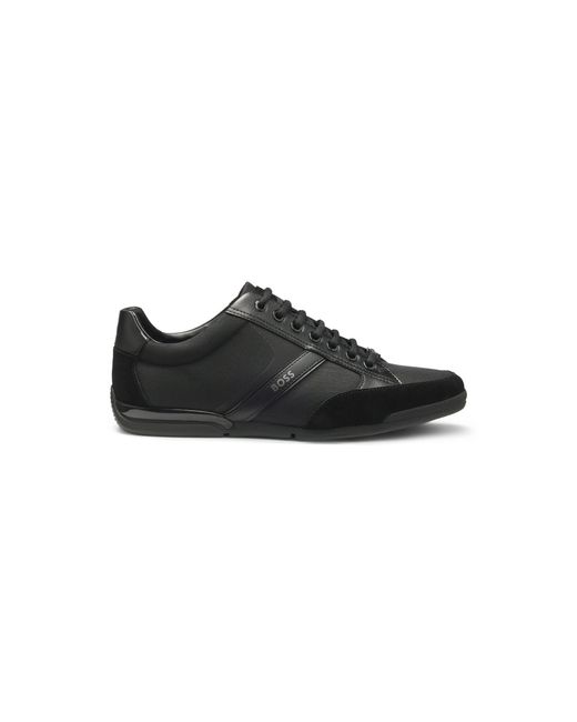 Boss Black Mixed-material Trainers With Suede And Faux Leather for men