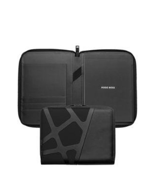 Porte-documents de conférence noir en nylon et similicuir format A5 Boss en coloris Black