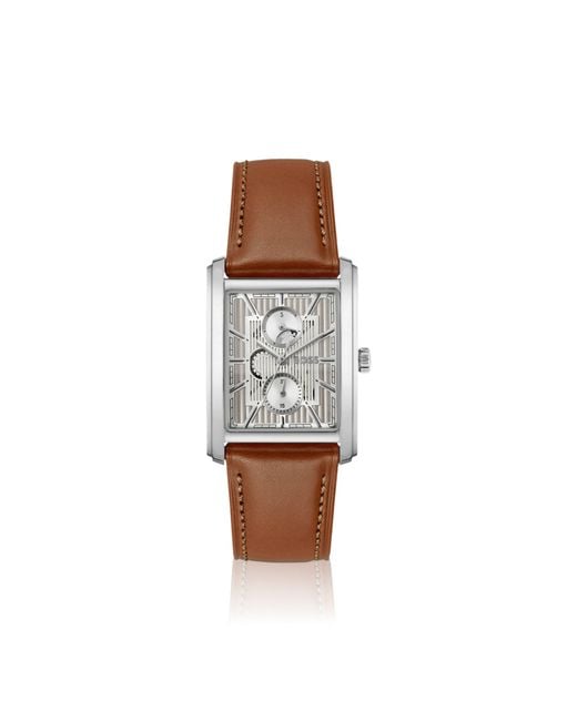 Boss White Tone Watch With Textured Skeleton Dial for men