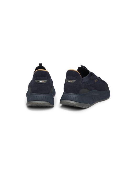 Boss Blue Ttnm Evo Trainers With Knitted Uppers And Suede Trims for men