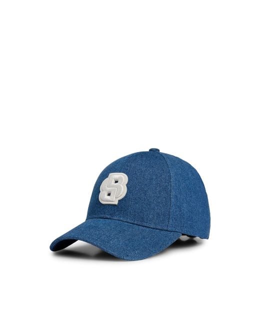 Boss Blue Denim Cap With Double B Monogram