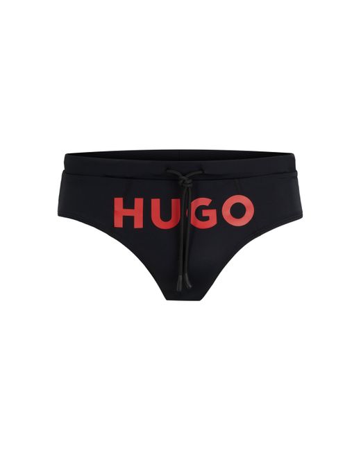 HUGO Badehose aus Stretch-Jersey mit Folienprint-Logo in Black für Herren