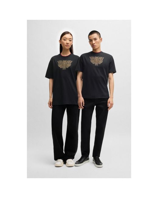 Boss Black X Creation Of The Gods T-Shirt With Taotie Embroidery for men