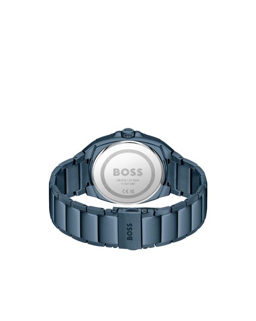 Boss Blue Link-Bracelet Watch With Tonal Guilloché Dial for men