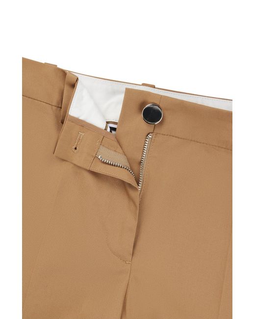 Boss Natural Regular-fit Trousers In Stretch-cotton Twill