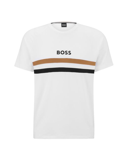 Het strand Betsy Trotwood handicap BOSS by HUGO BOSS Regular-fit T-shirt With Signature Stripe And Logo in  White for Men | Lyst Canada