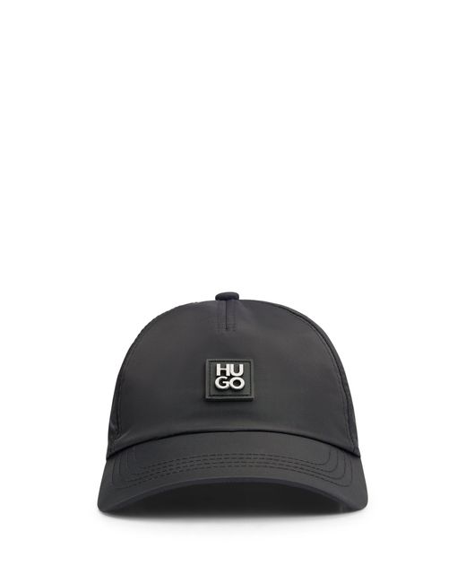 HUGO Black Waterproof-nylon Cap With Stacked Logo Badge for men