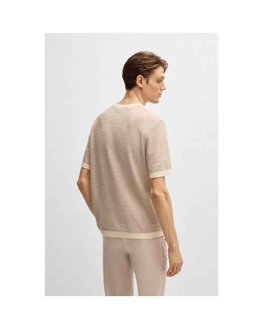 Boss Natural Relaxed-Fit Jacquard-Knit T-Shirt for men