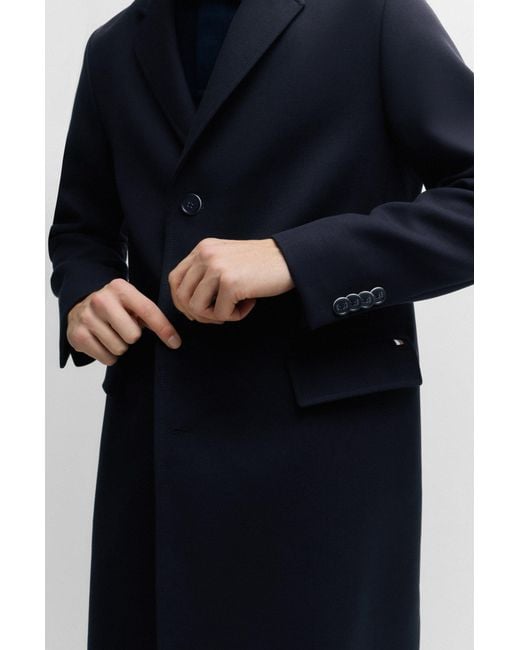 Boss Blue Slim-fit Coat In A Cotton Blend for men