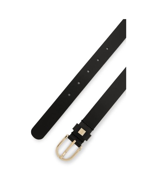 Boss Black Italian-Leather Belt With-Tone Buckle