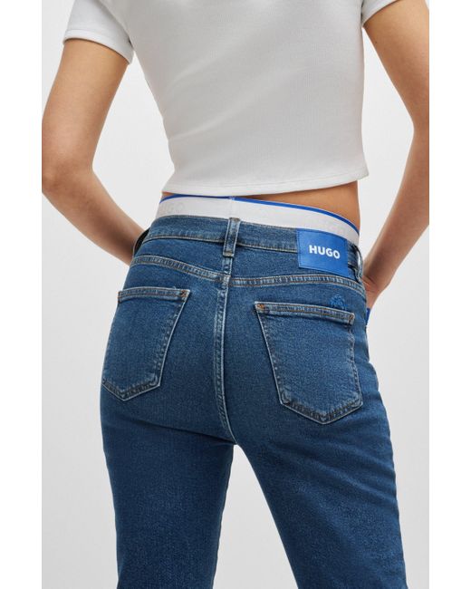 HUGO Blue Skinny-Fit Jeans aus mittelblauem Stretch-Denim