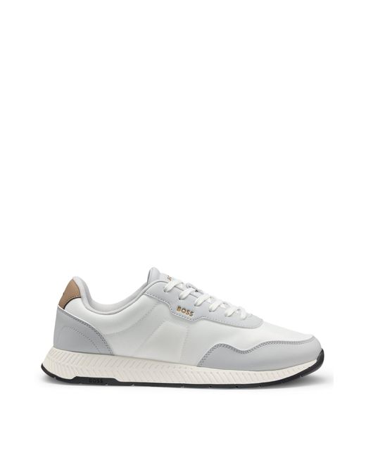 Boss Lage Sneakers Met Een Gestructureerde Bovenzijde in het White voor heren
