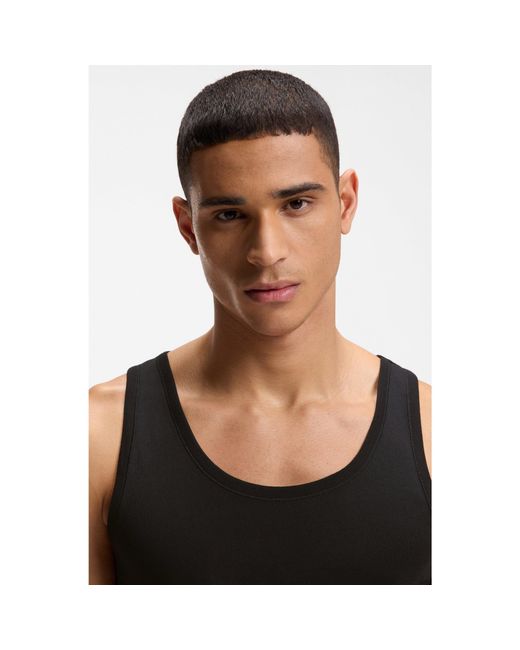 Boss Black Three-Pack Of Cotton Underwear Vests With Embroidered Logos for men