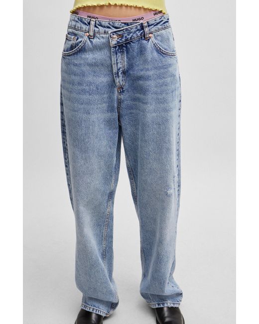 HUGO Relaxed-fit Jeans Van Kwartsblauw Denim in het Blue