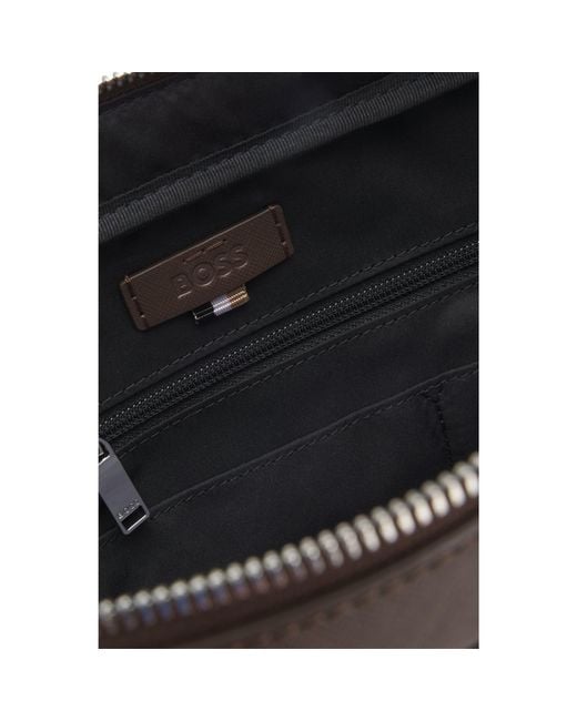 Boss Brown Grained Document Case With Logo Lettering for men