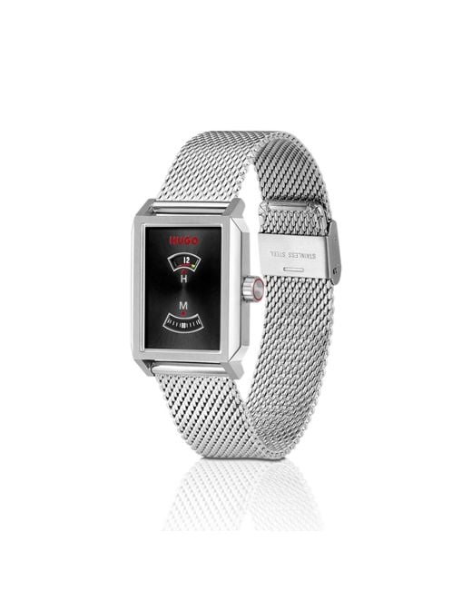 HUGO Black #Steeze Undercover Stainless-Steel Watch With Jump-Hour Dial for men