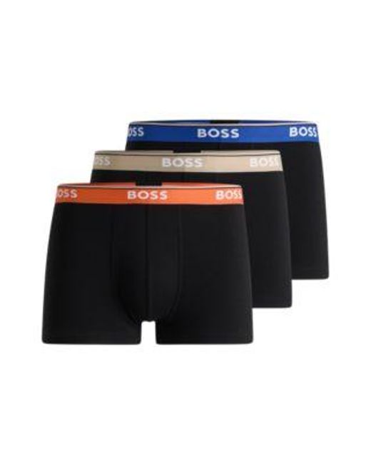 Lot De Trois Boxers Courts En Coton Stretch Avec Taille Logotée Boss pour homme en coloris Blue