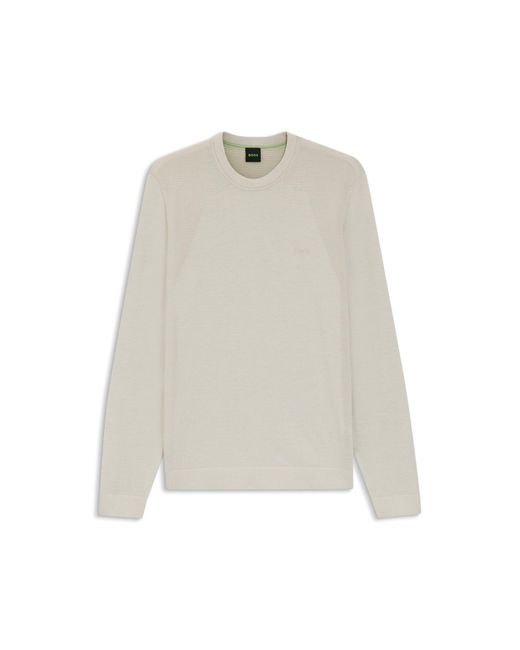 Boss Natural Cotton-Blend Sweater With Bodymapping Structure for men