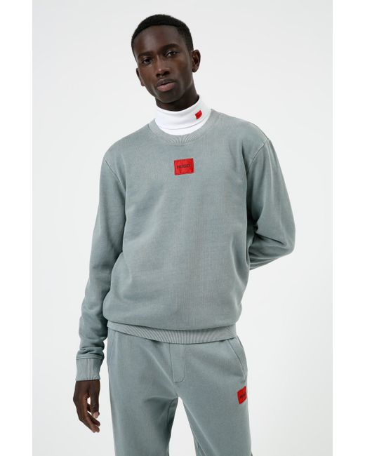 BOSS by HUGO BOSS French Terry Cotton Sweatshirt With Red Logo Label in  Light Blue (Blue) for Men - Lyst