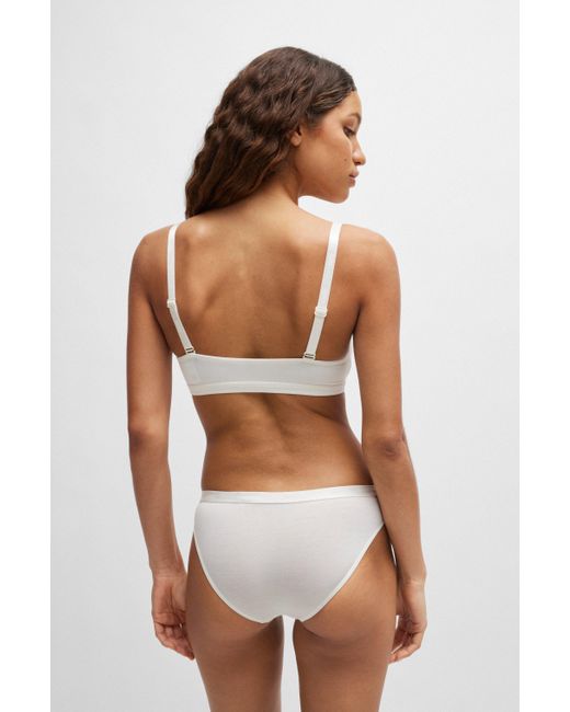 Boss White Stretch-jersey Bralette With Branded Straps