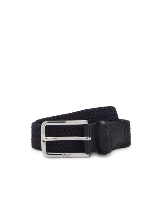 Boss Blue Woven Belt With Leather Facings for men