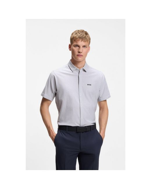Boss Blue Short-Sleeved Regular-Fit Shirt for men