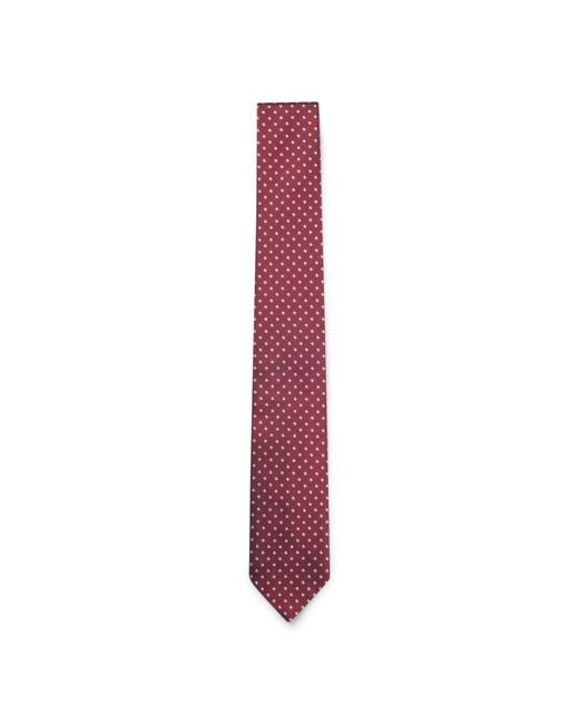 Boss Purple Silk-Blend Tie With Micro Pattern for men