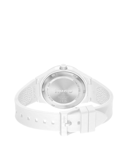 Montre blanc mat avec bracelet en silicone logoté HUGO pour homme en coloris White
