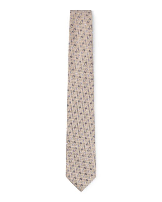 Boss White Silk Tie With Jacquard Pattern for men