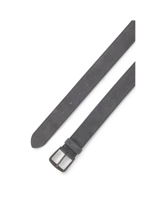Boss Gray Italian-Suede Belt With Gunmetal Buckle for men