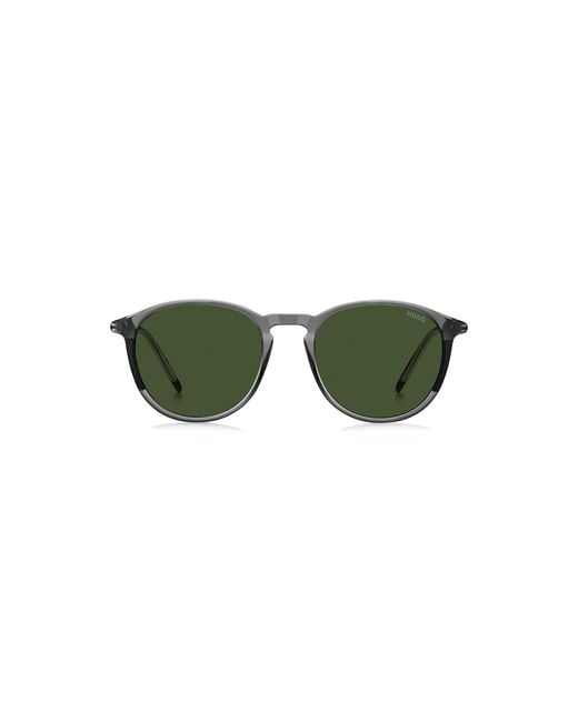 HUGO Green Acetate Sunglasses With Tubular Metal Temples for men