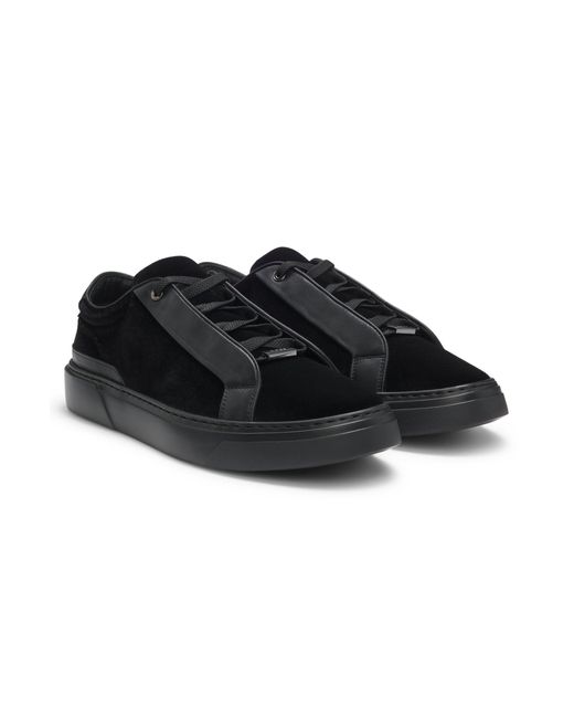 Boss Gary-Sneakers Met Leren Details in het Black voor heren
