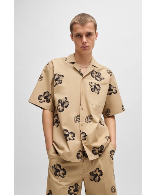 HUGO Natural Light Beige Men's Casual Shirts Size M for men