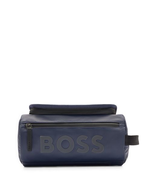 Boss Kulturbeutel mit Logo-Detail und Reißverschlussfach vorn in Blue für Herren