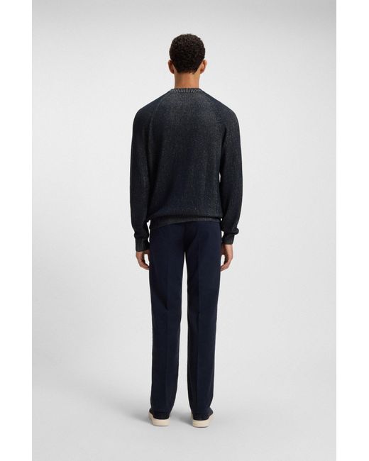 Boss Trui Van Katoen En Linnen Met Gebreide Strepen in het Gray voor heren