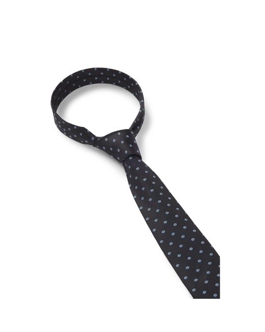 HUGO Black Silk Tie With Jacquard-Woven Pattern for men