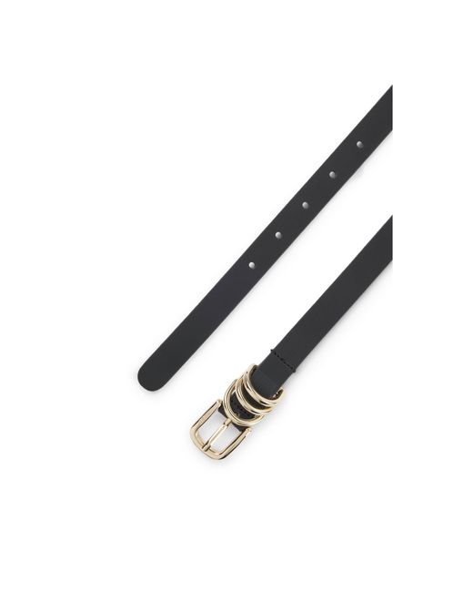 HUGO Black Italian Leather Belt With-Tone Hardware