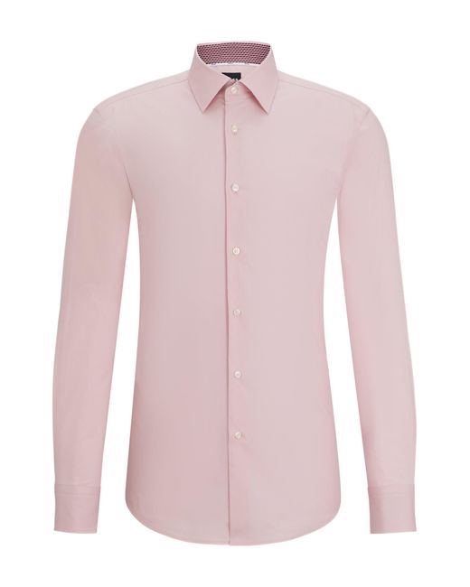 BOSS - Slim-fit shirt in easy-iron cotton-blend poplin