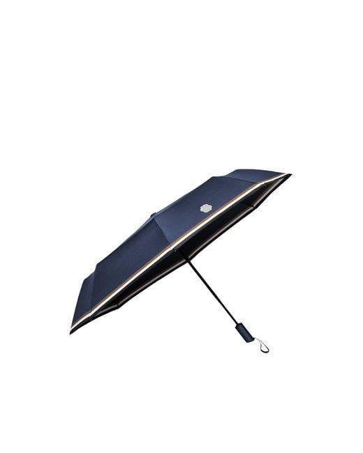 Boss Blue Pocket Umbrella With Double B And Signature Stripes