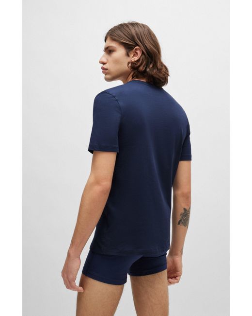 HUGO Set Van Drie Underwear T-shirts Met Logoprint in het Blue voor heren