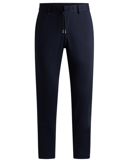 Boss Blue Slim-fit Trousers In Stretch Jersey for men
