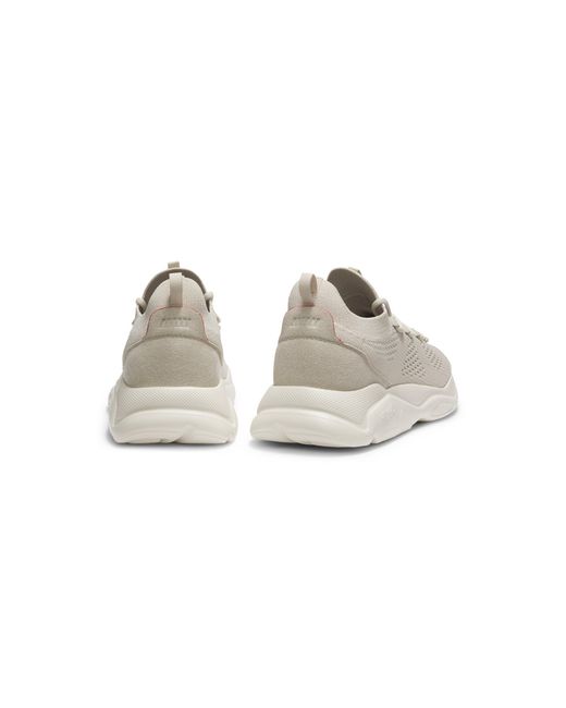 HUGO White Knitted Trainers With Logo-Embossed Eva Sole for men