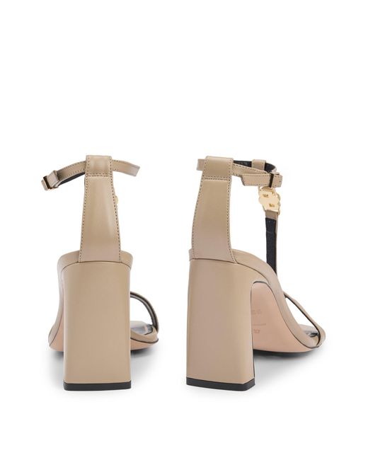 Boss Natural Leather Sandals With T-bar Strap