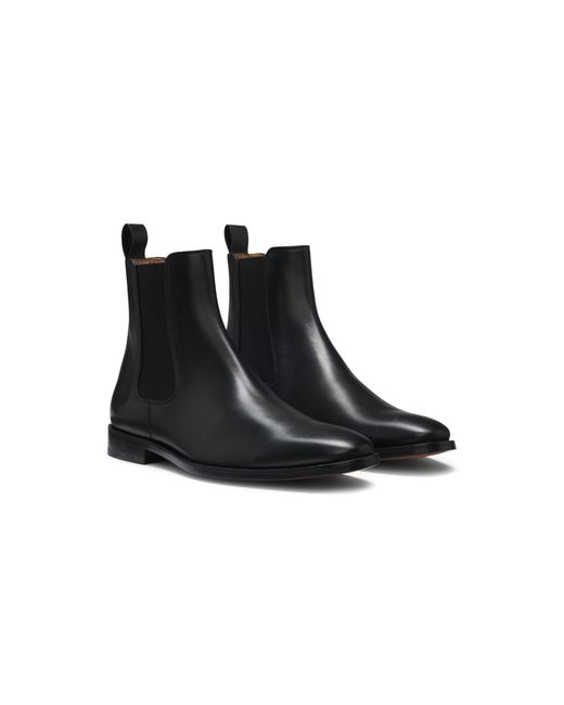 Boss Black Beckham X Leather Chelsea Boots With Elasticated Panels for men