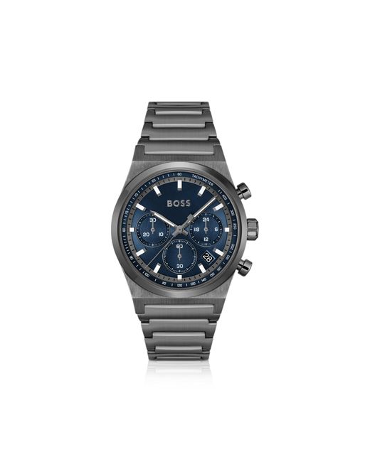 Boss Gray Plated Chronograph Watch With Dial for men